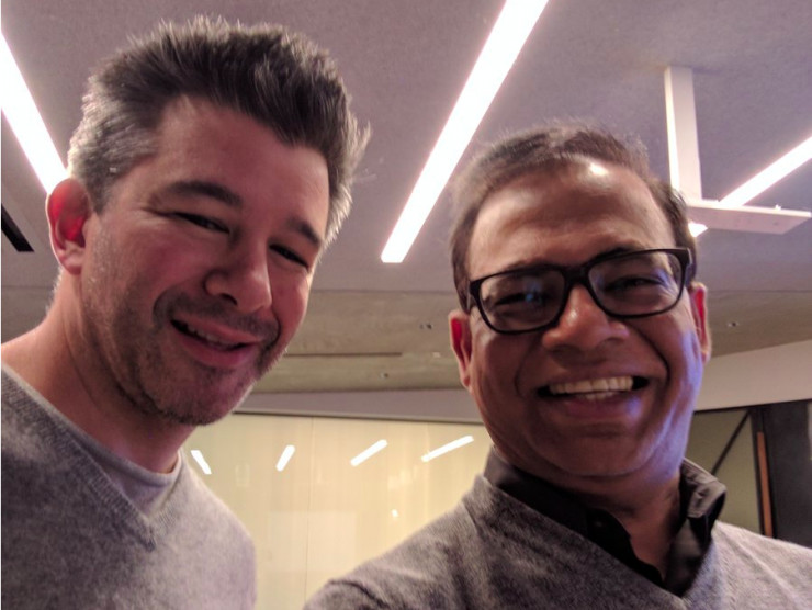 （左）Uber首席执行官Travis Kalanick，（右）前谷歌搜索业务负责人Amit Signal